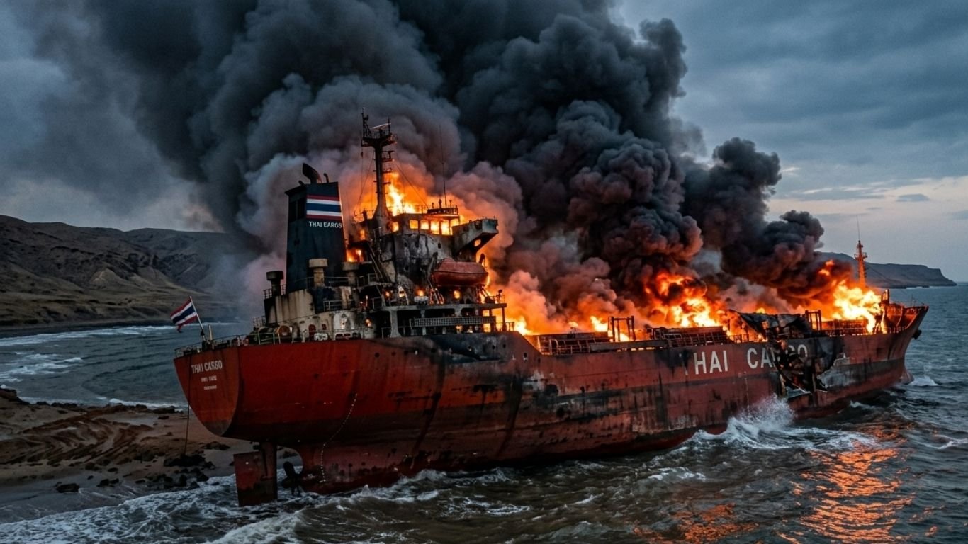 Thai Cargo Ship Grounds Off Iran After Hormuz Hit